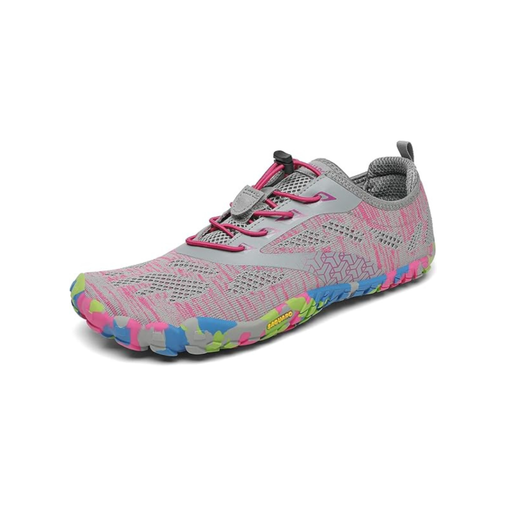 Zapatilla barefoot mujer rosa, azul y gris